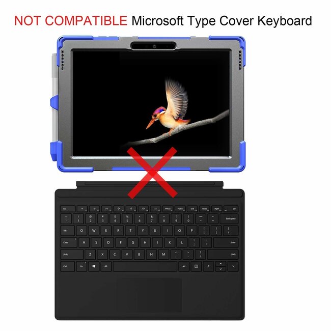 Case2go - Hoes voor Microsoft Surface Pro 3/4/5/6/7 - Hand Strap Armor Case Met Surface Pen Houder - Blauw