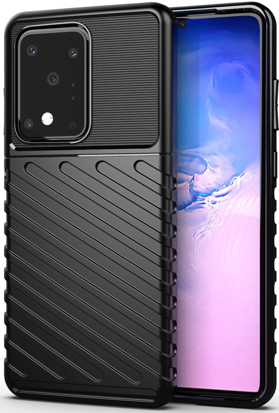 Case2go - Hoesje geschikt voor Samsung Galaxy S20 Ultra - Schokbestendige TPU Back Cover - Zwart afbeelding