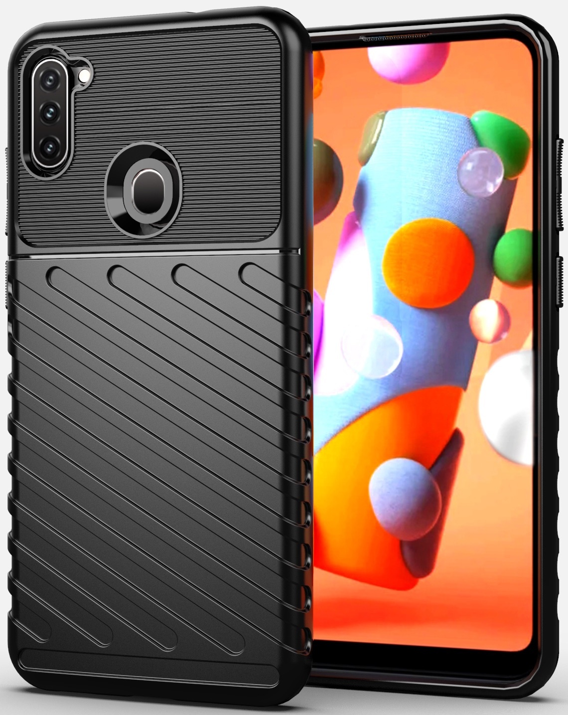 Case2go - Hoesje geschikt voor Samsung Galaxy A11 - Schokbestendige TPU Back Cover - Zwart afbeelding