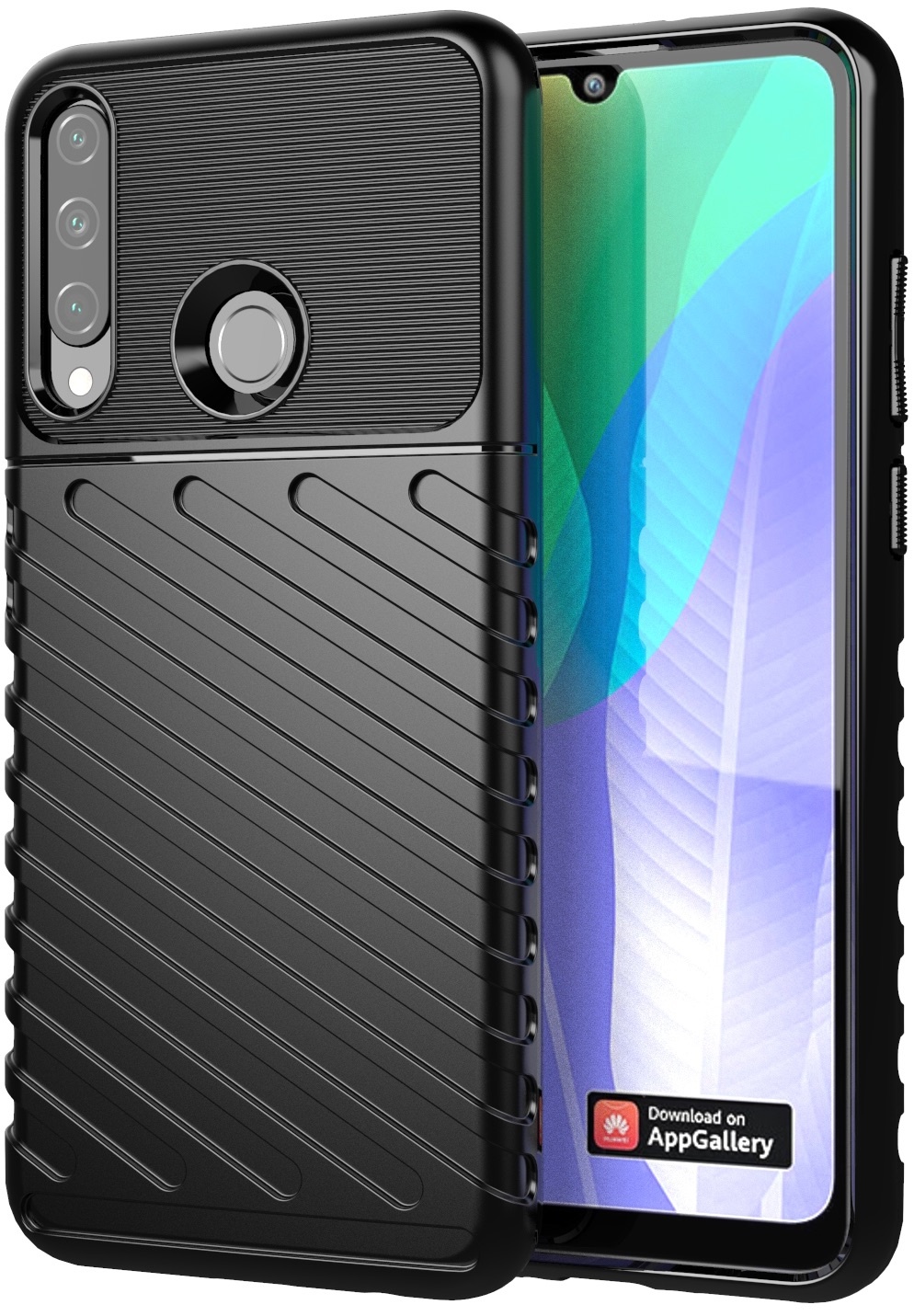 Case2go - Hoesje geschikt voor Huawei Y6p - Schokbestendige TPU Back Cover - Zwart afbeelding