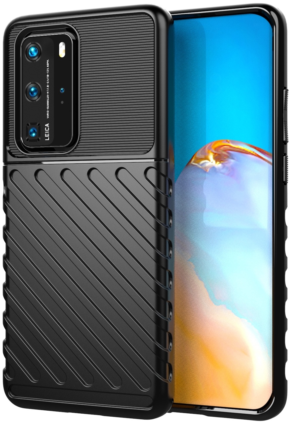 Case2go - Hoesje geschikt voor Huawei P40 Pro - Schokbestendige TPU Back Cover - Zwart afbeelding