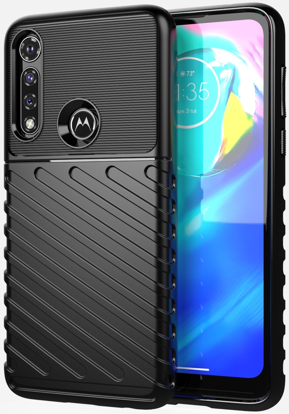 Case2go - Hoesje geschikt voor Motorola Moto G8 - Schokbestendige TPU Back Cover - Zwart afbeelding