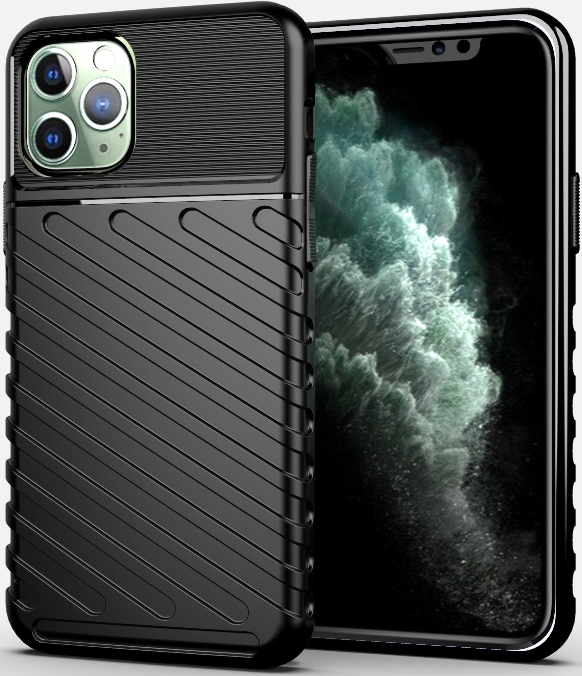 Case2go - Hoesje geschikt voor iPhone 11 Pro - Schokbestendige TPU Back Cover - Zwart afbeelding