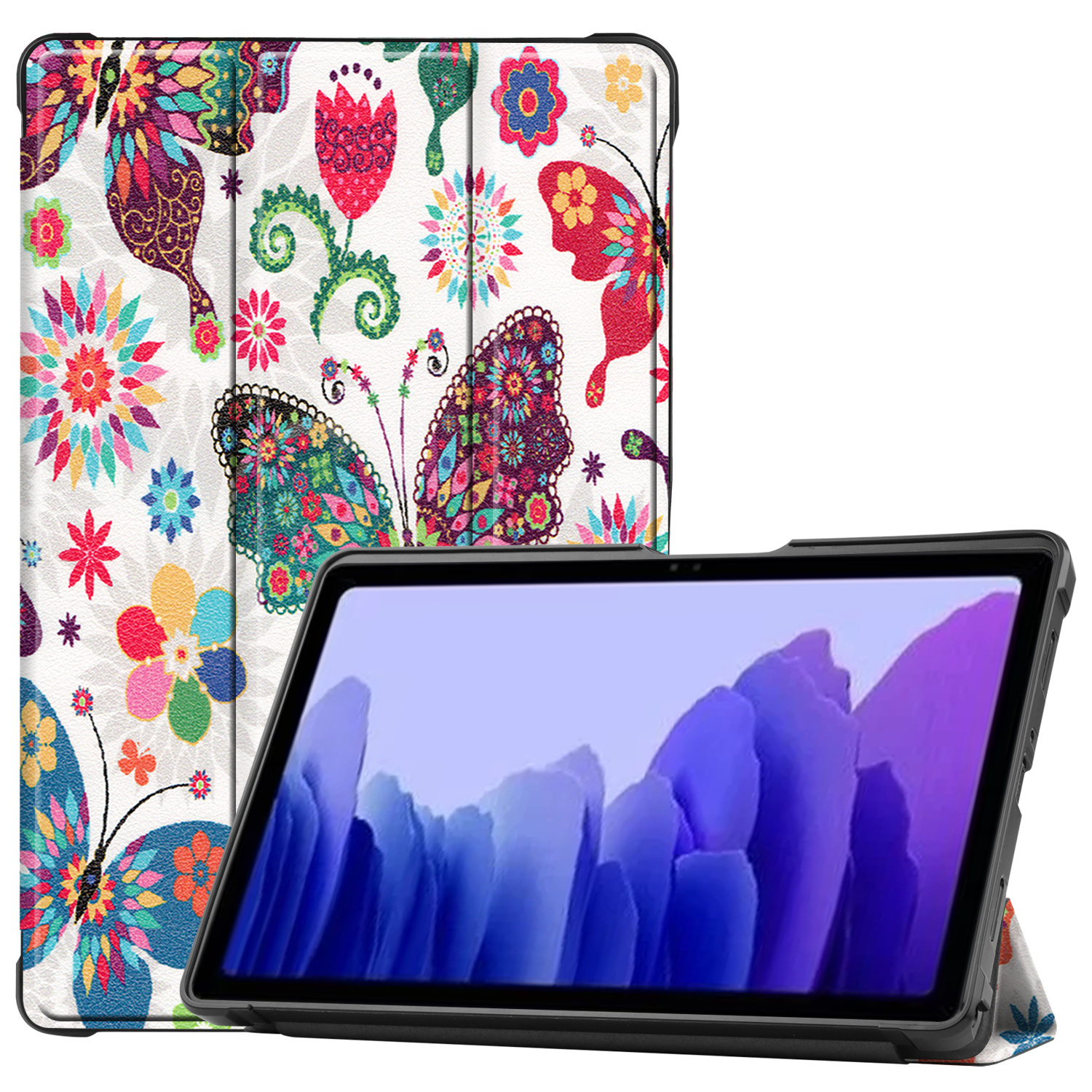 Samsung Galaxy Tab A7 (2020) Hoes - Book Case met TPU cover - Vlinders afbeelding