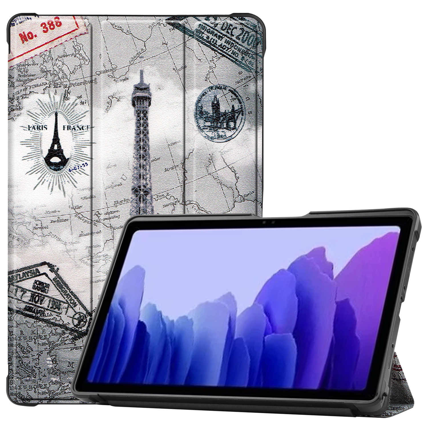 Samsung Galaxy Tab A7 (2020) Hoes - Book Case met TPU cover - Eiffeltoren afbeelding
