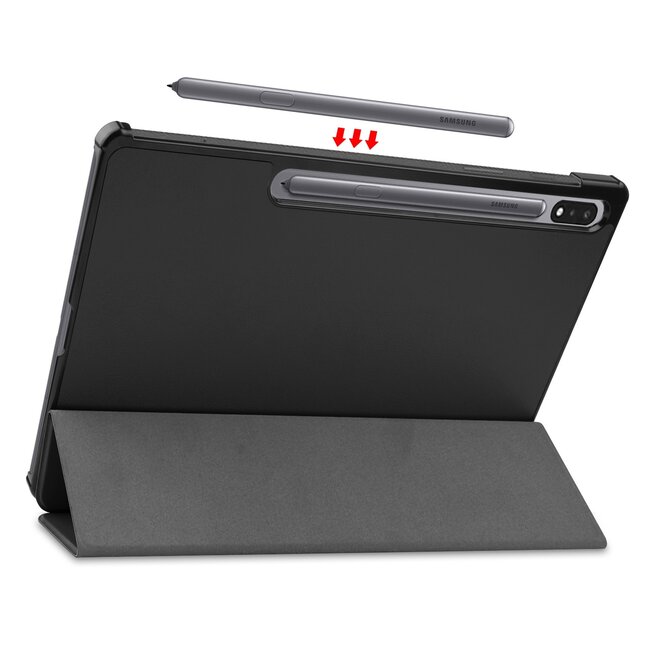 Case2go - Hoes voor de Samsung Galaxy Tab S7 Plus (2020) - Tri-Fold Book Case - Zwart