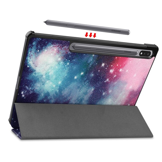 Case2go - Hoes voor de Samsung Galaxy Tab S7 Plus (2020) - Tri-Fold Book Case - Galaxy