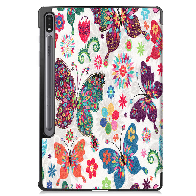 Case2go - Hoes voor de Samsung Galaxy Tab S7 Plus (2020) - Tri-Fold Book Case - Vlinders