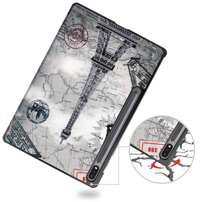 Case2go - Hoes voor de Samsung Galaxy Tab S7 Plus (2020) - Tri-Fold Book Case - Eiffeltoren