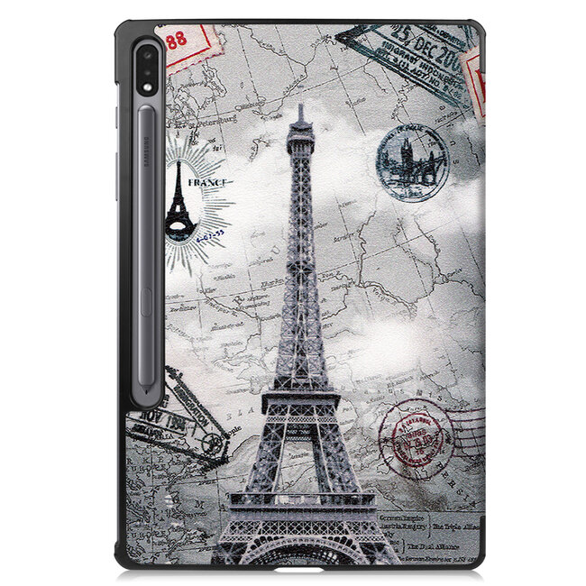 Case2go - Hoes voor de Samsung Galaxy Tab S7 Plus (2020) - Tri-Fold Book Case - Eiffeltoren