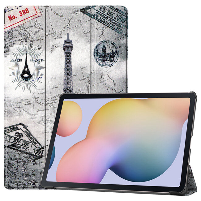 Case2go - Hoes voor de Samsung Galaxy Tab S7 Plus (2020) - Tri-Fold Book Case - Eiffeltoren