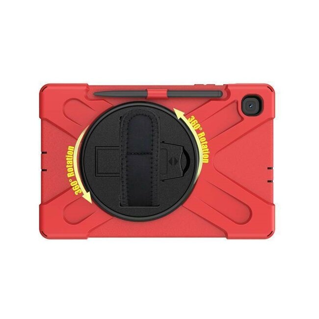 Case2go - Hoes voor Samsung Galaxy Tab S7 - Hand Strap Armor Case Met Pencil Houder - Rood
