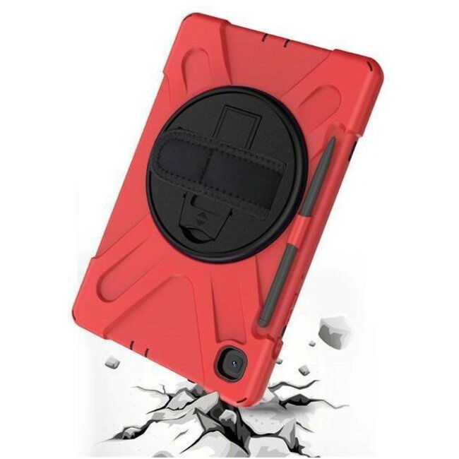 Case2go - Hoes voor Samsung Galaxy Tab S7 - Hand Strap Armor Case Met Pencil Houder - Rood