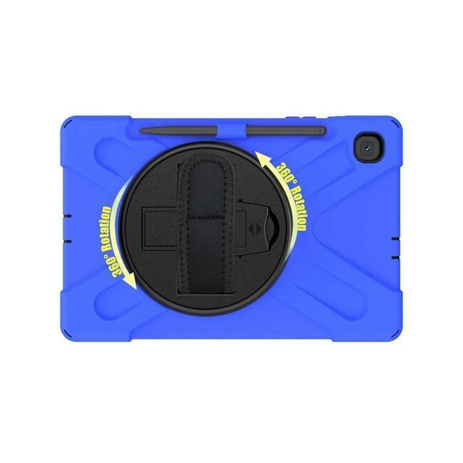 Case2go - Hoes voor Samsung Galaxy Tab S7 - Hand Strap Armor Case Met Pencil Houder - Blauw