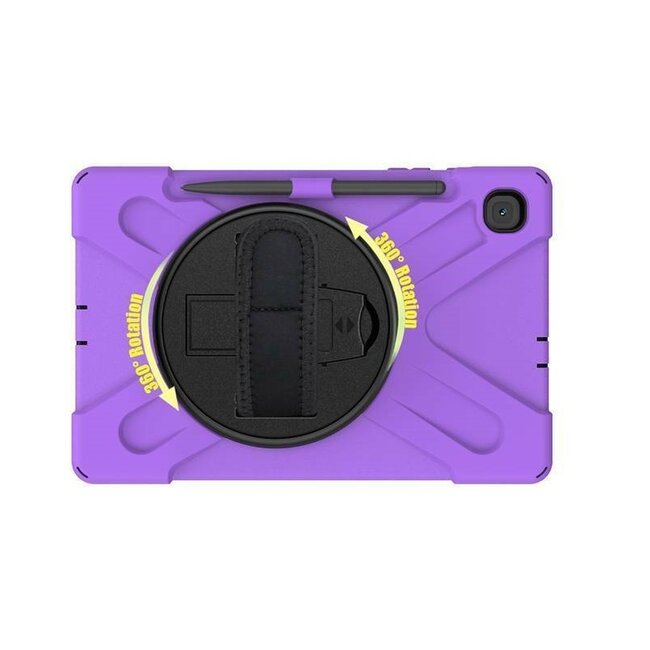 Case2go - Hoes voor Samsung Galaxy Tab S7 - Hand Strap Armor Case Met Pencil Houder - Paars
