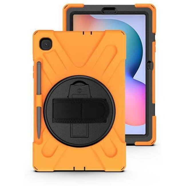 Case2go - Hoes voor Samsung Galaxy Tab S7 - Hand Strap Armor Case Met Pencil Houder - Oranje