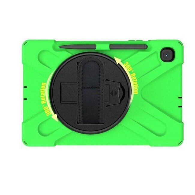 Case2go - Hoes voor Samsung Galaxy Tab S7 Plus - Hand Strap Armor Case Met Pencil Houder - Groen