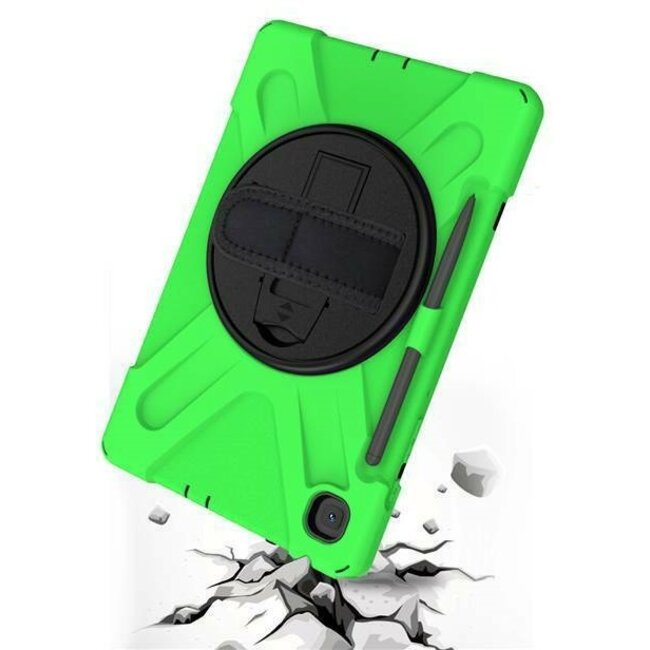Case2go - Hoes voor Samsung Galaxy Tab S7 Plus - Hand Strap Armor Case Met Pencil Houder - Groen