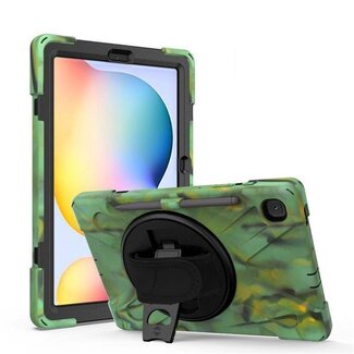 Case2go Samsung Galaxy Tab S6 Cover - Hand Strap Armor Case Met Pencil Houder - Camouflage