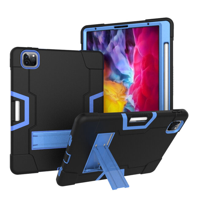 Case2go - Hoes voor Apple iPad Pro 11 (2020) - Schokbestendige Back - Hybrid Armor Case - Zwart/Blauw