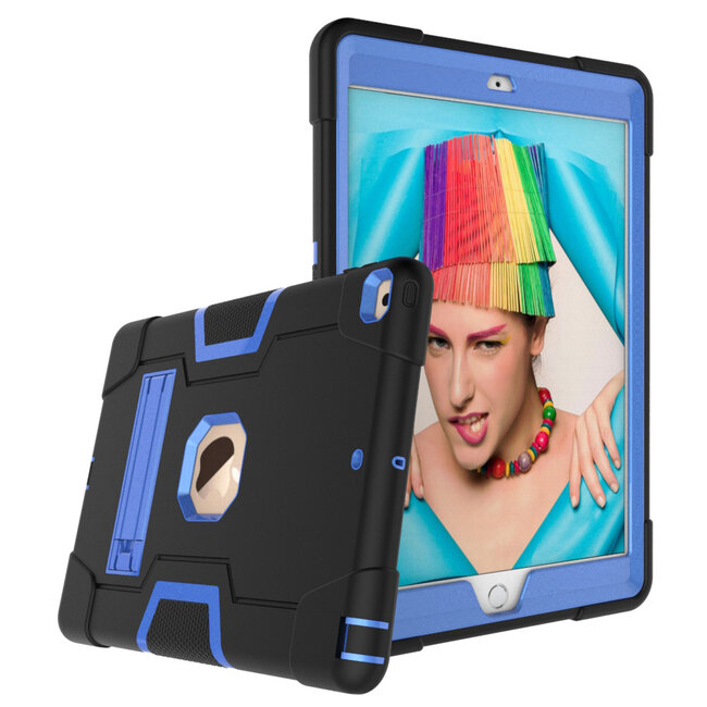 Case2go - Hoes voor Apple iPad Air 10.5 (2019) - Schokbestendige Back - Hybrid Armor Case - Zwart/Blauw