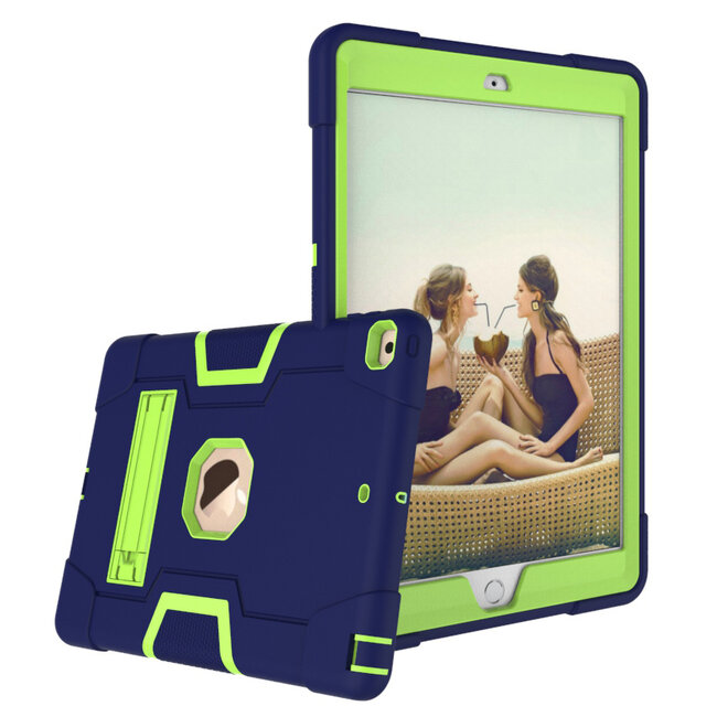 Case2go - Hoes voor Apple iPad Air 10.5 (2019) - Schokbestendige Back - Hybrid Armor Case - Blauw/Groen
