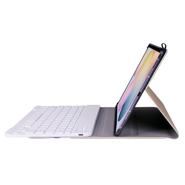 Samsung Galaxy Tab S7 Case - Bluetooth toetsenbord hoes - QWERTY layout - Magneetsluiting - Sleep/Wake-up functie - Goud