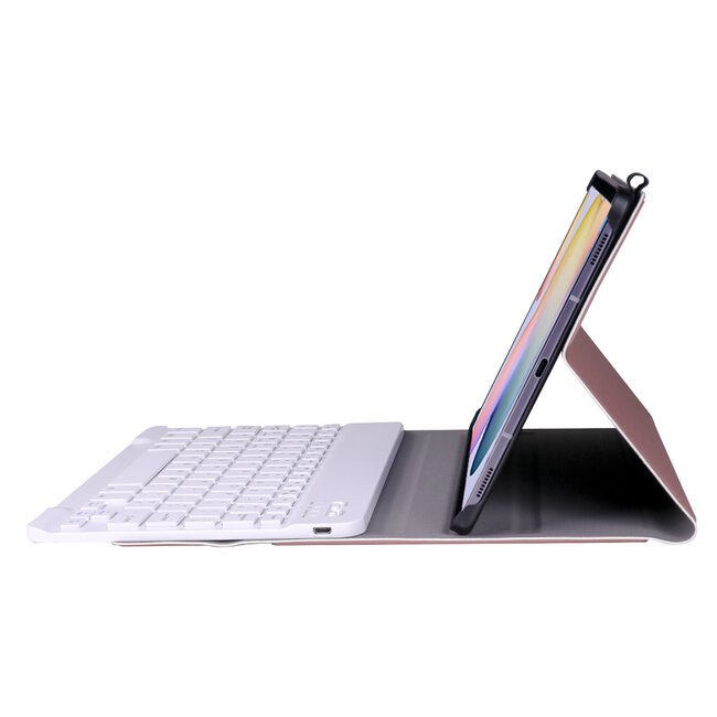 Samsung Galaxy Tab S7 Plus Case - Bluetooth toetsenbord hoes - QWERTY layout - Magneetsluiting - Sleep/Wake-up functie - Rosé-Goud