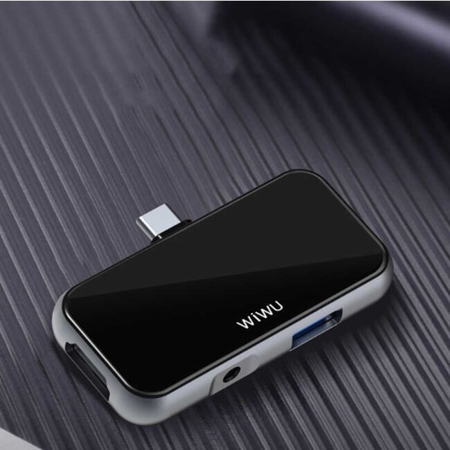 WIWU - USB C Hub HDMI T5 Pro - 4 in 1 - Alpha - Zwart