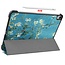 Case2go - Hoes voor de iPad Air 10.9 (2020) - Tri fold Book Case - Witte Bloesem