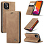 CaseMe CaseMe - iPhone 12 hoesje - Wallet Book Case - Magneetsluiting - Bruin