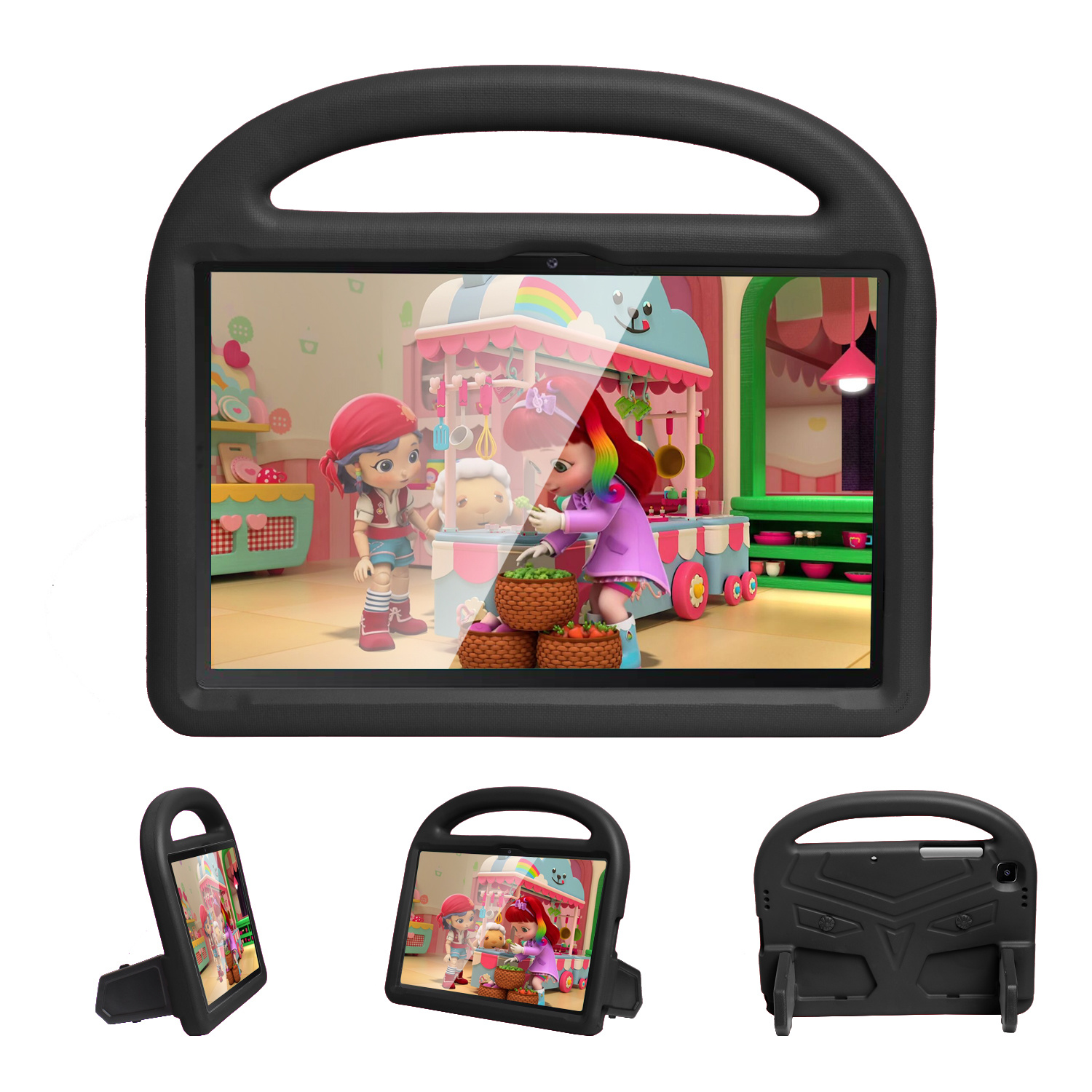 Samsung Galaxy tab A7 (2020) hoes - Schokbestendige case met handvat - Sparrow Kids Cover - Zwart afbeelding