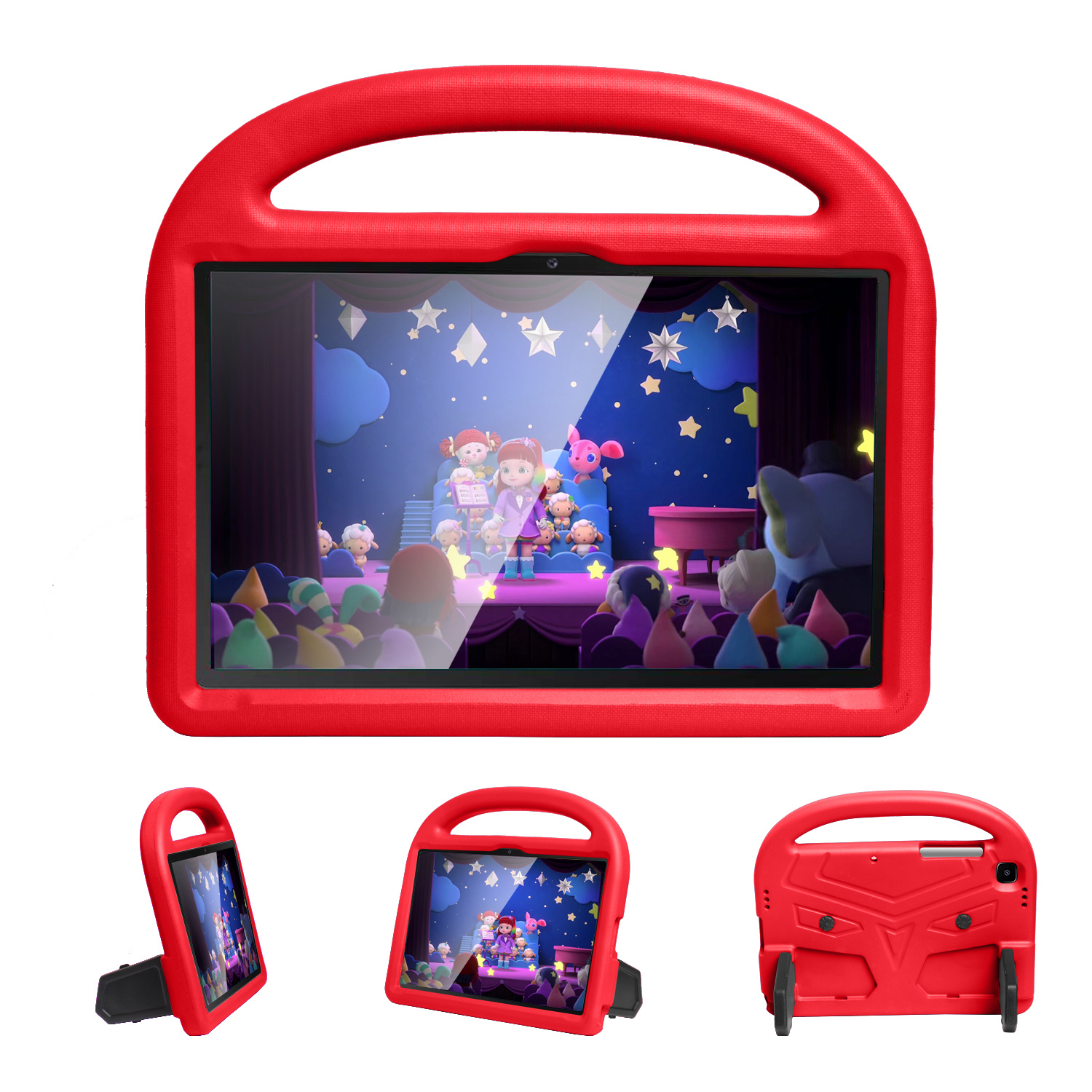 Samsung Galaxy tab A7 (2020) hoes - Schokbestendige case met handvat - Sparrow Kids Cover - Rood afbeelding