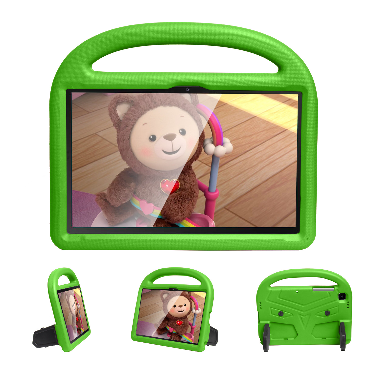 Samsung Galaxy tab A7 (2020) hoes - Schokbestendige case met handvat - Sparrow Kids Cover - Groen afbeelding