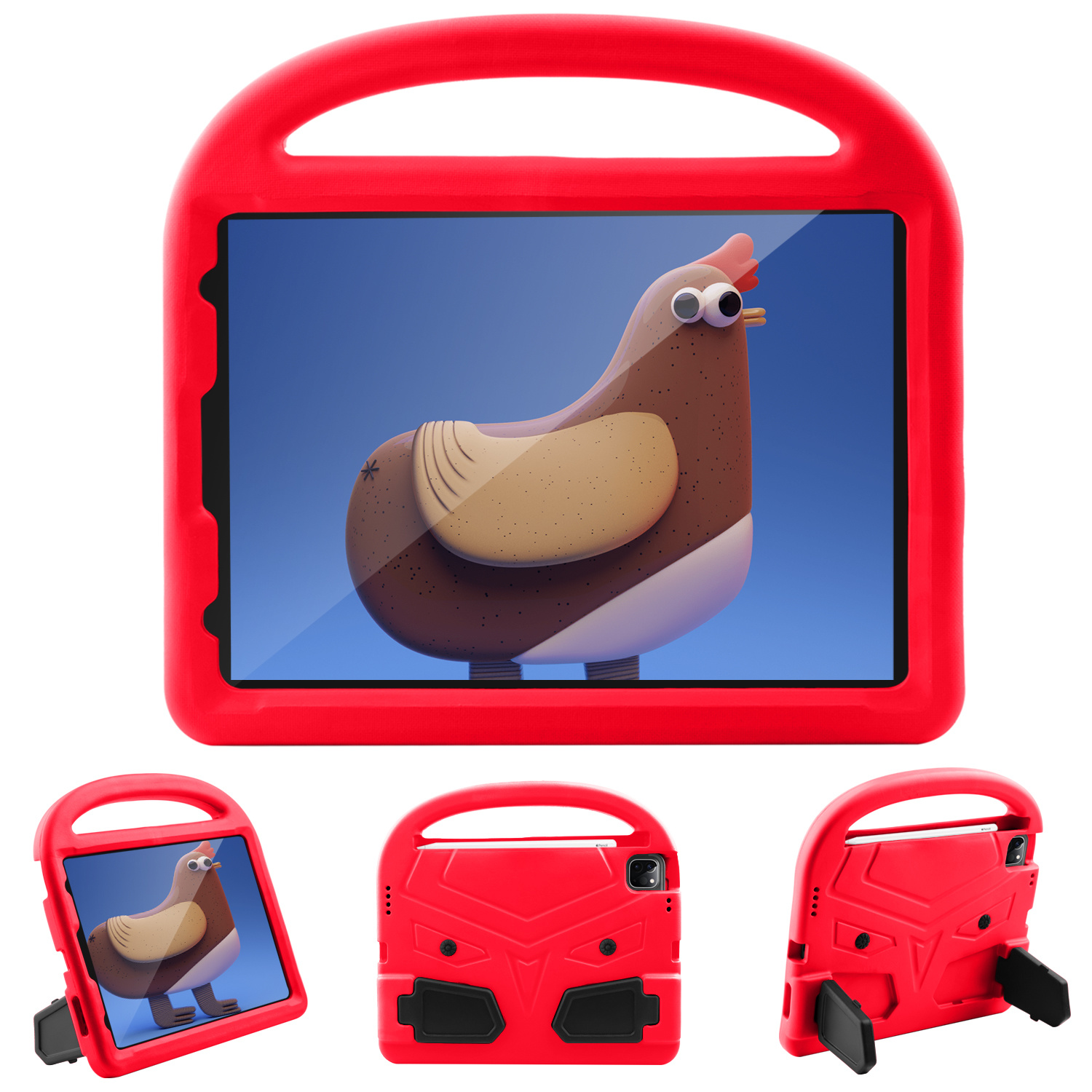iPad Air 2020 hoes - 10.9 inch - Schokbestendige case met handvat - Sparrow Kids Cover - Rood afbeelding