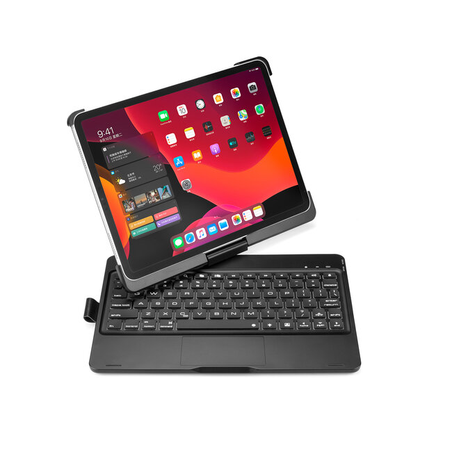 iPad Pro 11 (2018/2020) case - QWERTY - Bluetooth Toetsenbord hoes - 360 graden draaibaar - Met Toetsenbord verlichting en Touchpad - Zwart