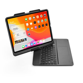 Case2go iPad Pro 12.9 (2020) - QWERTY - Bluetooth Toetsenbord hoes - Toetsenbord verlichting en Touchpad - 360 graden draaibaar -Zwart