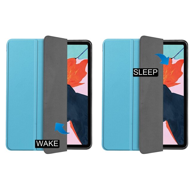 Case2go - Hoes voor de iPad Air 10.9 (2020) - Tri-Fold Book Case - met Apple Pencil Houder - Licht Blauw