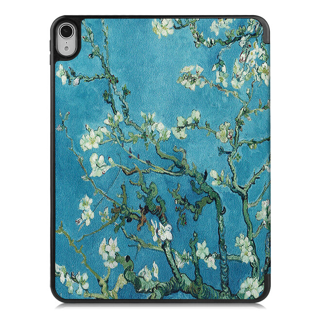 Case2go - Hoes voor de iPad Air 10.9 (2020) - Tri-Fold Book Case - met Apple Pencil Houder - Witte Bloesem