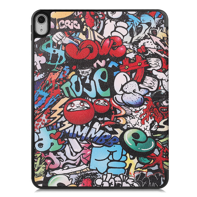 Case2go - Hoes voor de iPad Air 10.9 (2020) - Tri-Fold Book Case - met Apple Pencil Houder - Graffiti