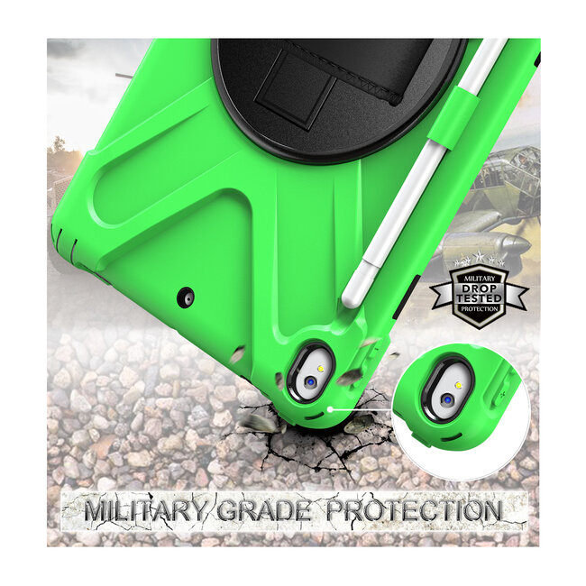 Case2go - Hoes voor Apple iPad 2020 - 10.2 inch - Hand Strap Armor Case - Green