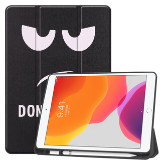 Case2go iPad Hoes voor Apple iPad 2020 Hoes Cover - 10.2 inch - Tri-Fold Book Case - Apple Pencil Houder - Don't Touch Me