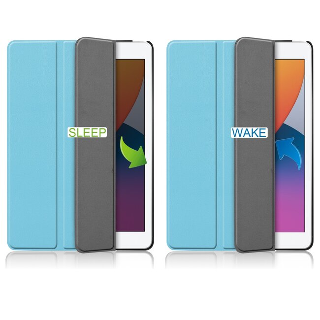 Case2go - Hoes voor de iPad 10.2 (2019/2020) - 10.2 inch - Tri-Fold Book Case - Licht Blauw