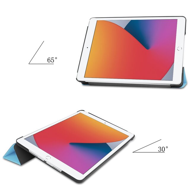 Case2go - Hoes voor de iPad 10.2 (2019/2020) - 10.2 inch - Tri-Fold Book Case - Licht Blauw