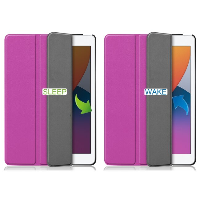 Case2go - Hoes voor de iPad 10.2 (2019/2020) - 10.2 inch - Tri-Fold Book Case - Paars