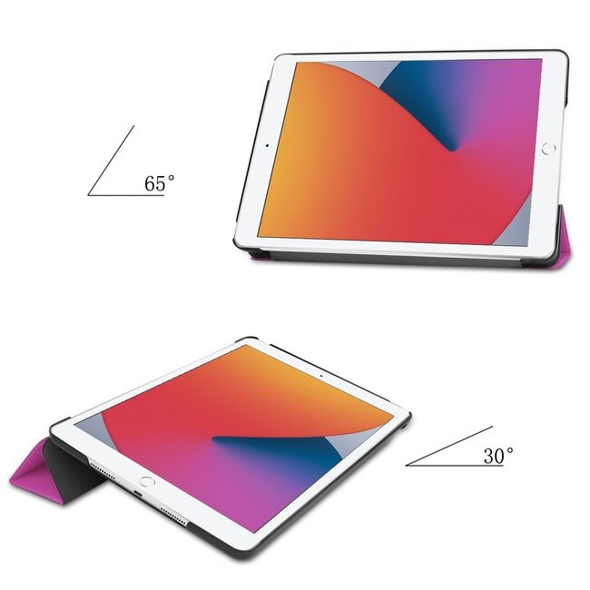 Case2go - Hoes voor de iPad 10.2 (2019/2020) - 10.2 inch - Tri-Fold Book Case - Paars