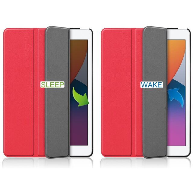 Case2go - Hoes voor de iPad 10.2 (2019/2020) - 10.2 inch - Tri-Fold Book Case - Rood