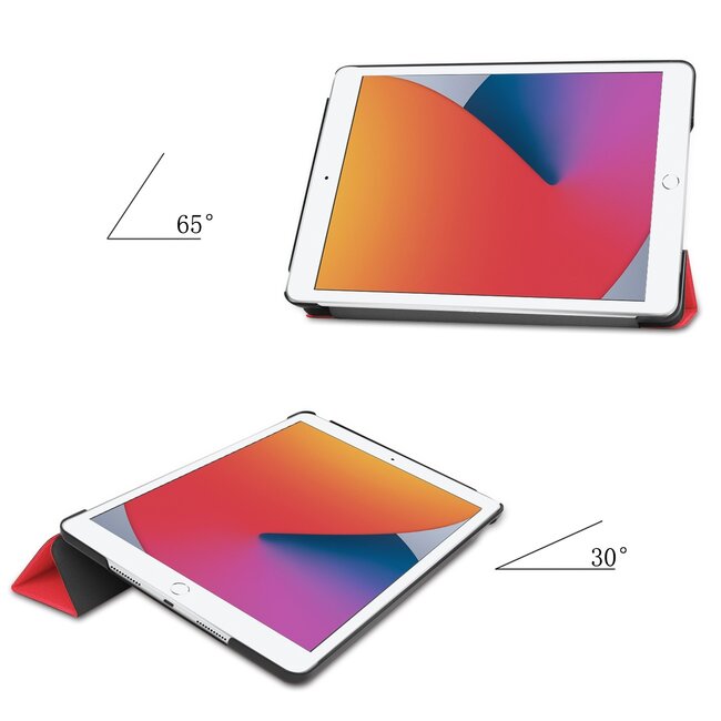 Case2go - Hoes voor de iPad 10.2 (2019/2020) - 10.2 inch - Tri-Fold Book Case - Rood