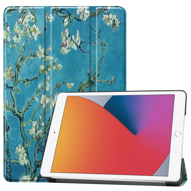 Case2go - Hoes voor de iPad 10.2 (2019/2020) - 10.2 inch - Tri-Fold Book Case - Witte Bloesem