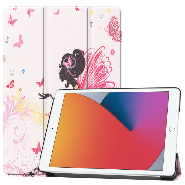 Case2go - Hoes voor de iPad 10.2 (2019/2020) - 10.2 inch - Tri-Fold Book Case - Flower Fairy